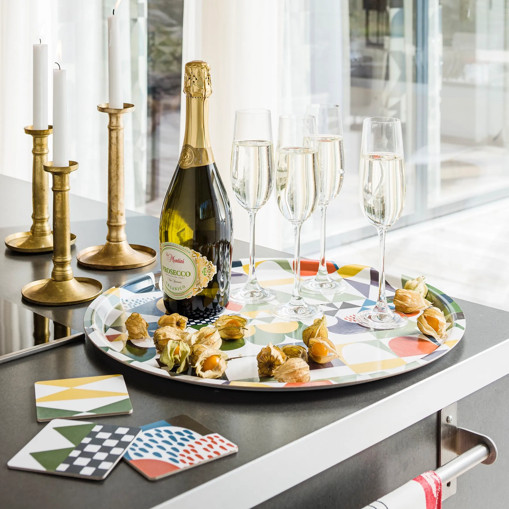 Bows glasunderlägg 4-pack, multi Almedahls