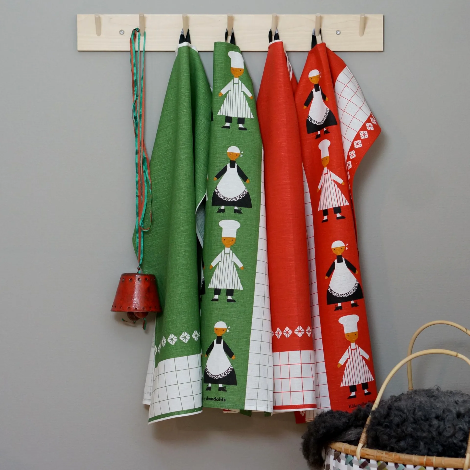 Kökspolka kökshandduk, röd Almedahls