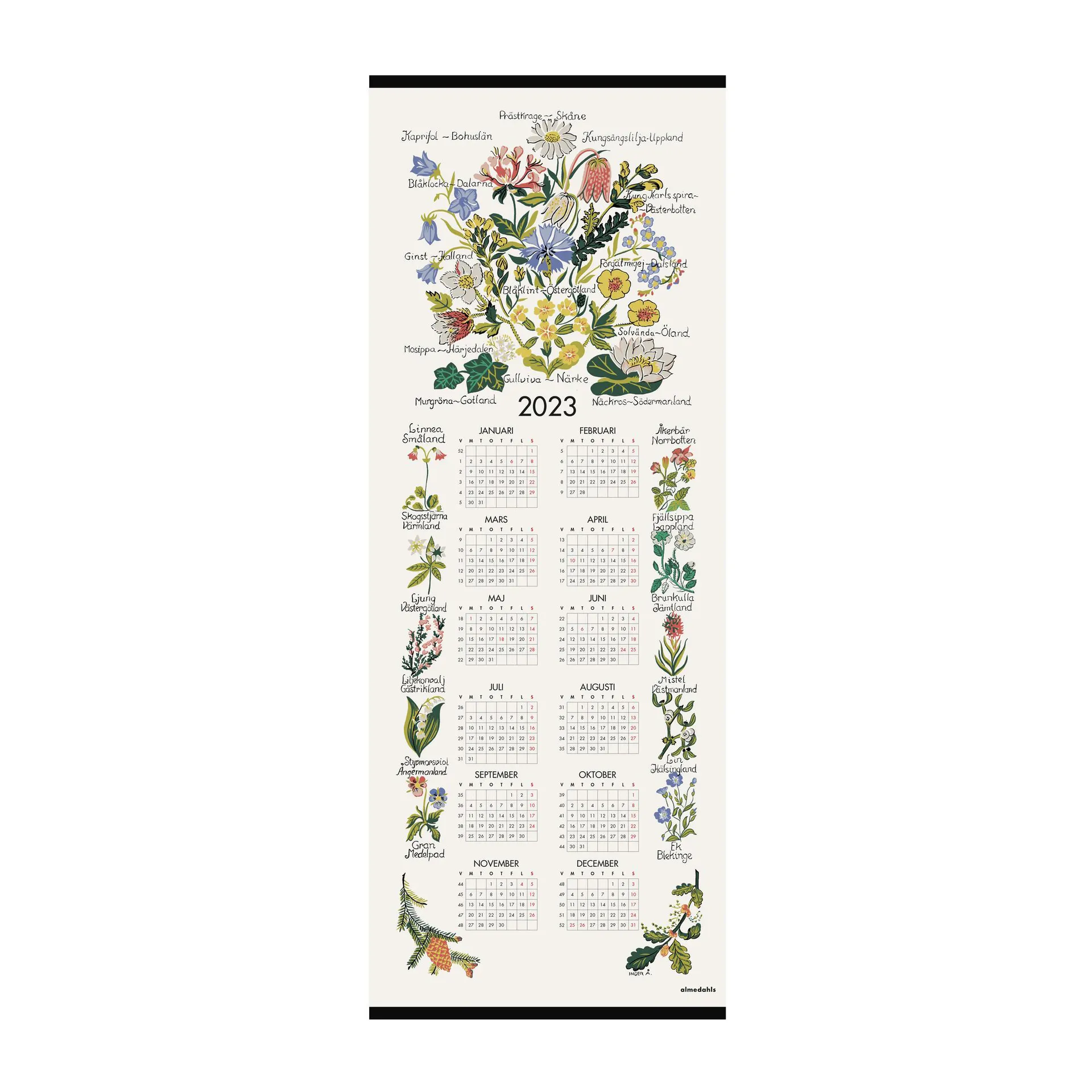 Landskapsblommor kalender 2023, 35x90 cm Almedahls