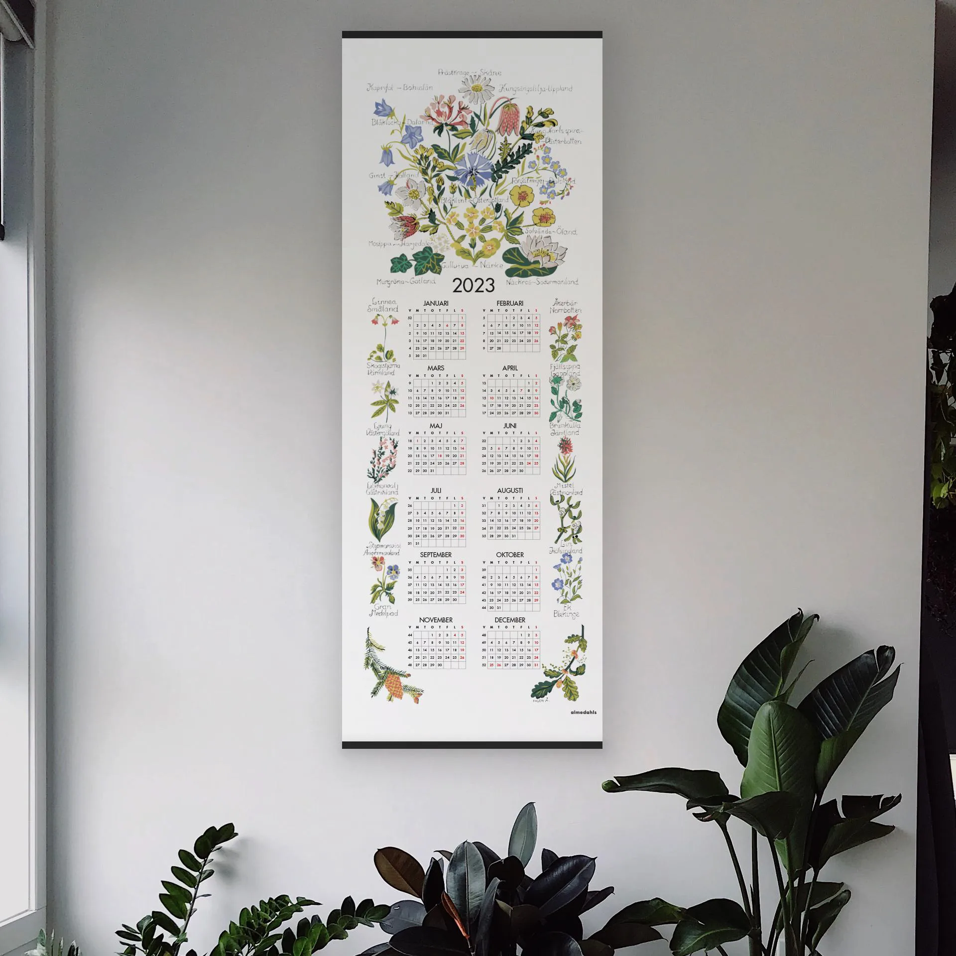 Landskapsblommor kalender 2023, 35x90 cm Almedahls