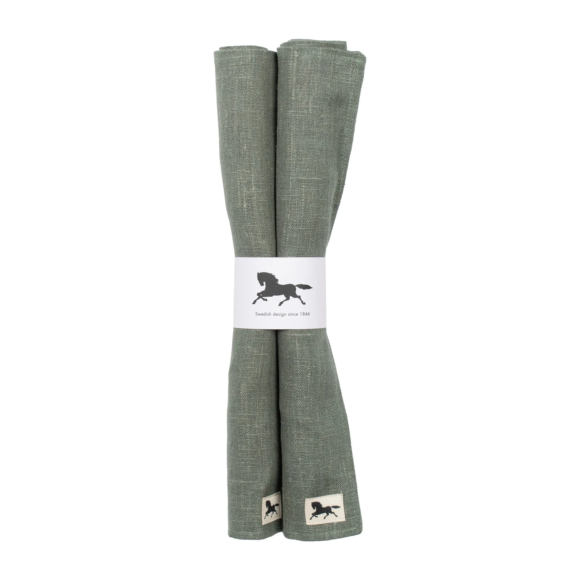 Linne bordstablett 34x45 cm 2-pack, Grön Almedahls