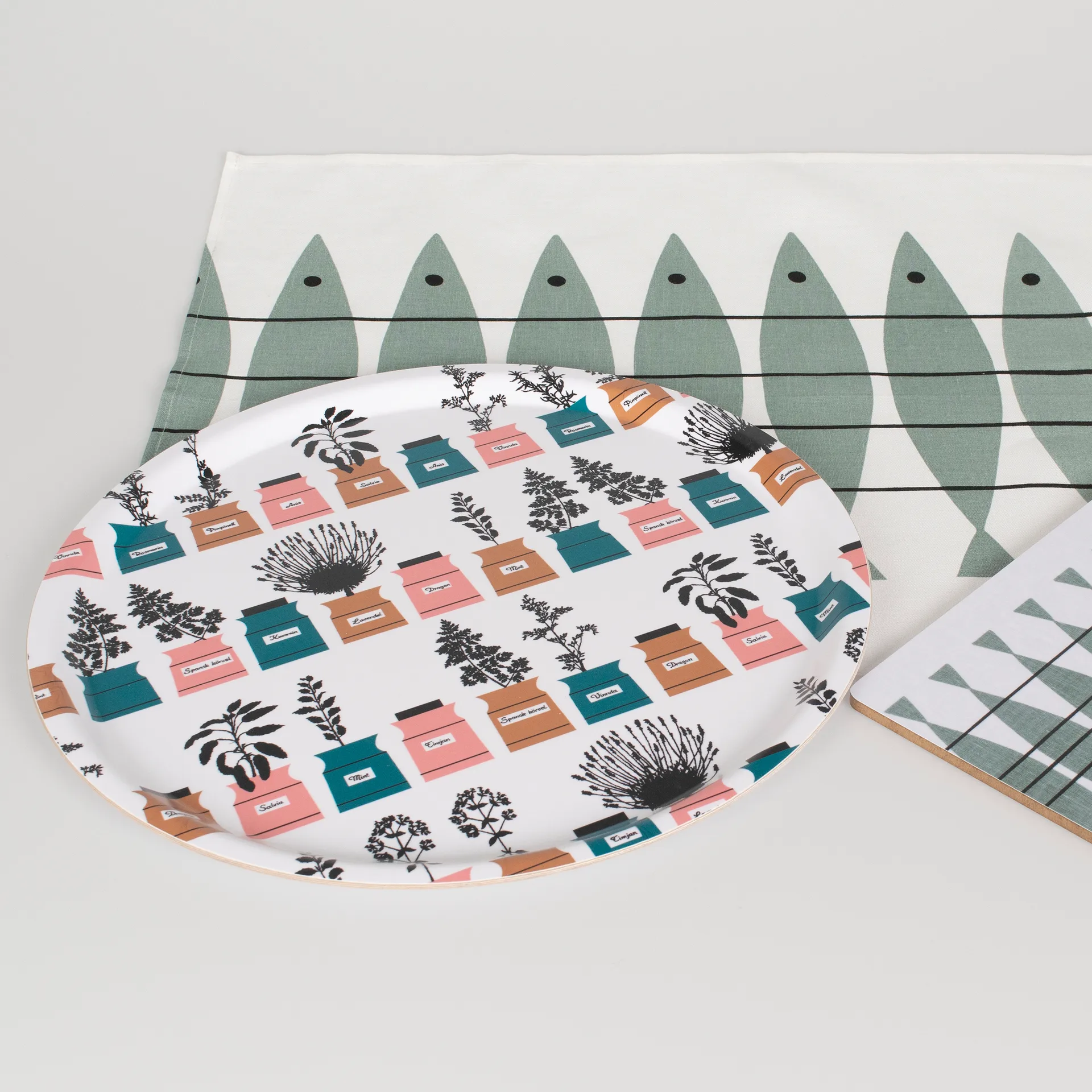 Persons kryddskåp bricka Ø38 cm, Rosa-grå Almedahls