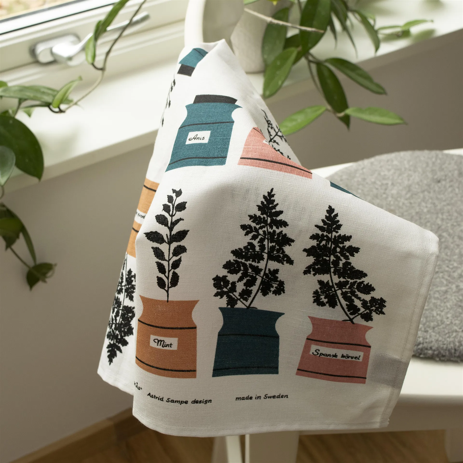 Persons kryddskåp kökshandduk, grön/rosa Almedahls