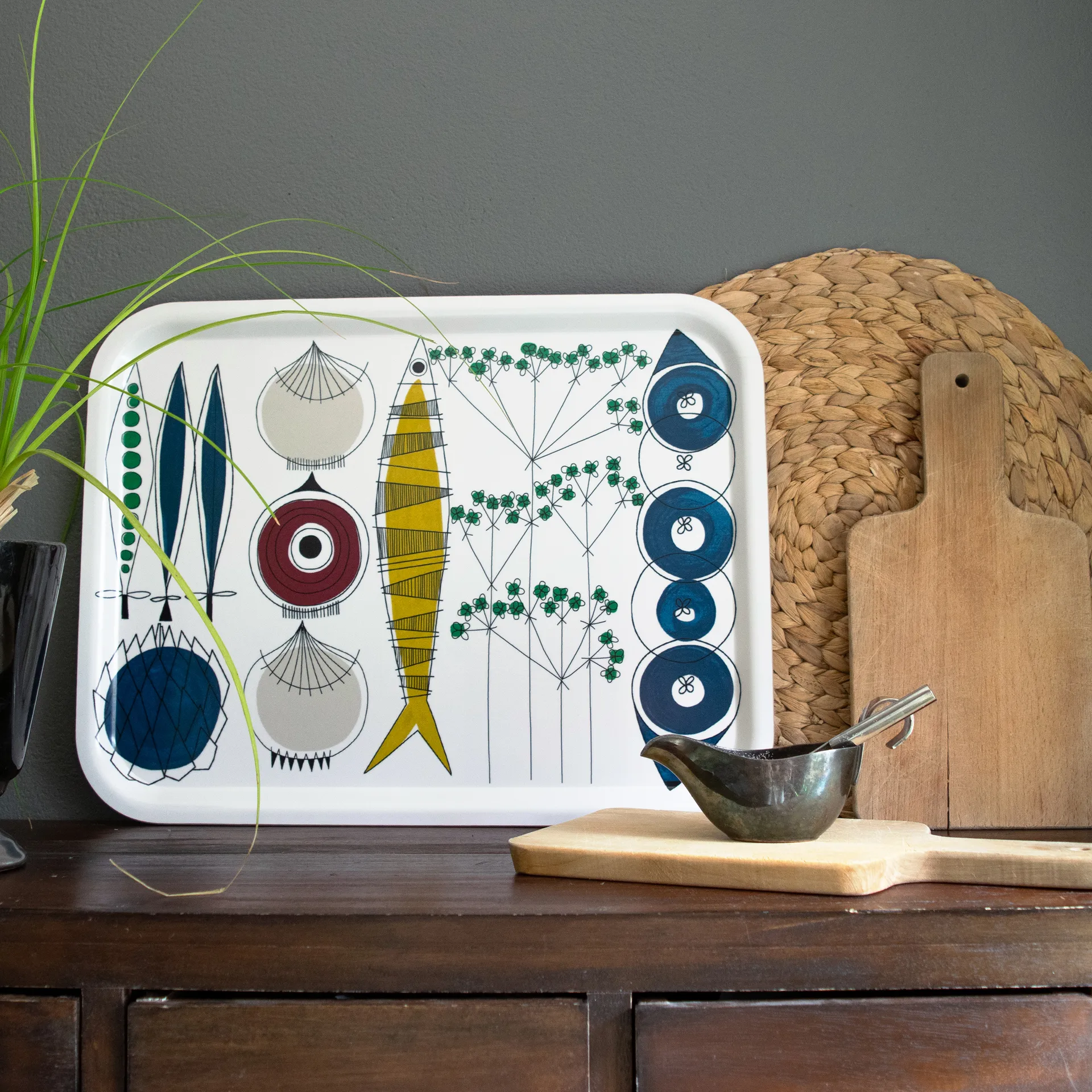 Picknick bricka 20x27 cm, Blå-multi Almedahls