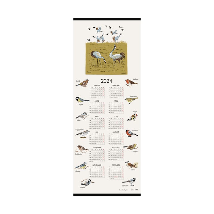 Svenska fåglar kalender 2024 - 35x90 cm - Almedahls