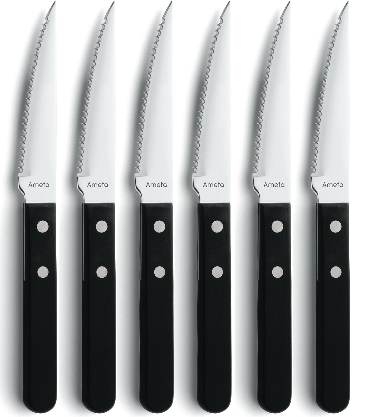 Amefa Pizza Noir grillkniv 6-pack Svart | Skandinavisk Design | Matbestick | Svart