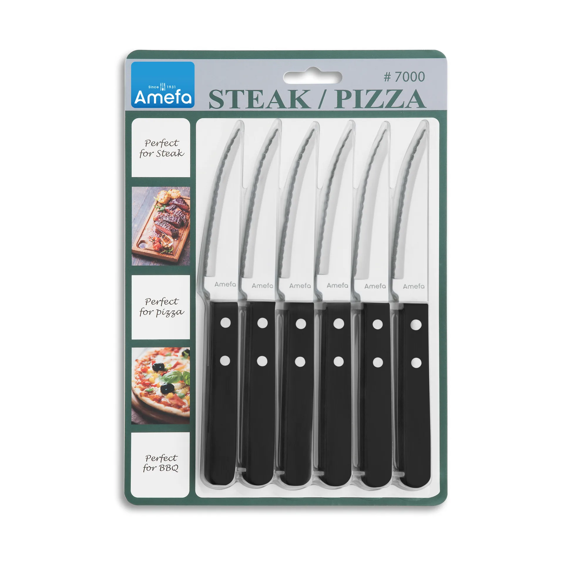 Pizza Noir grillkniv 6-pack, Svart Amefa
