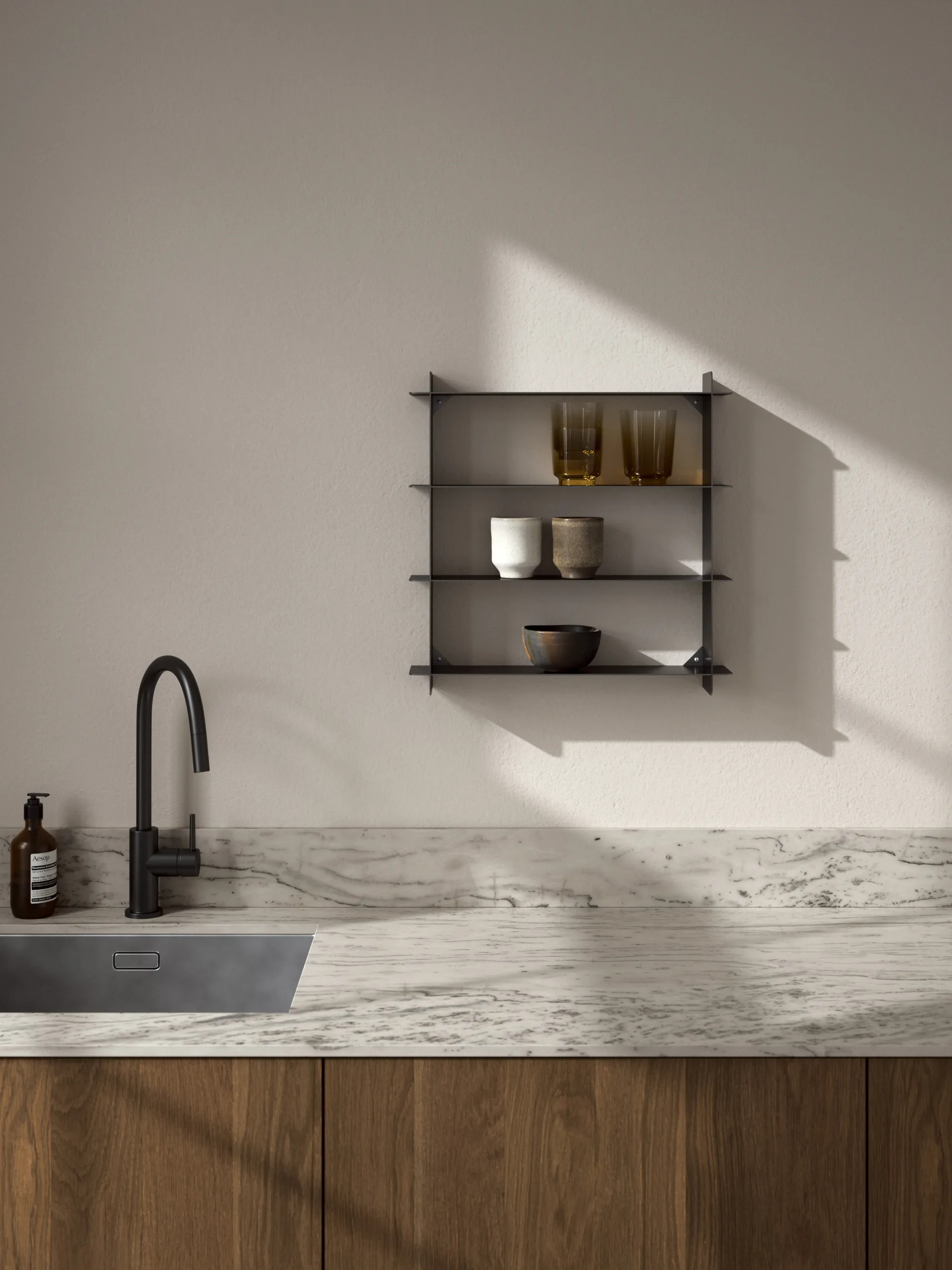 Division vägghylla, Black steel, 45x45x10 cm Andersen Furniture