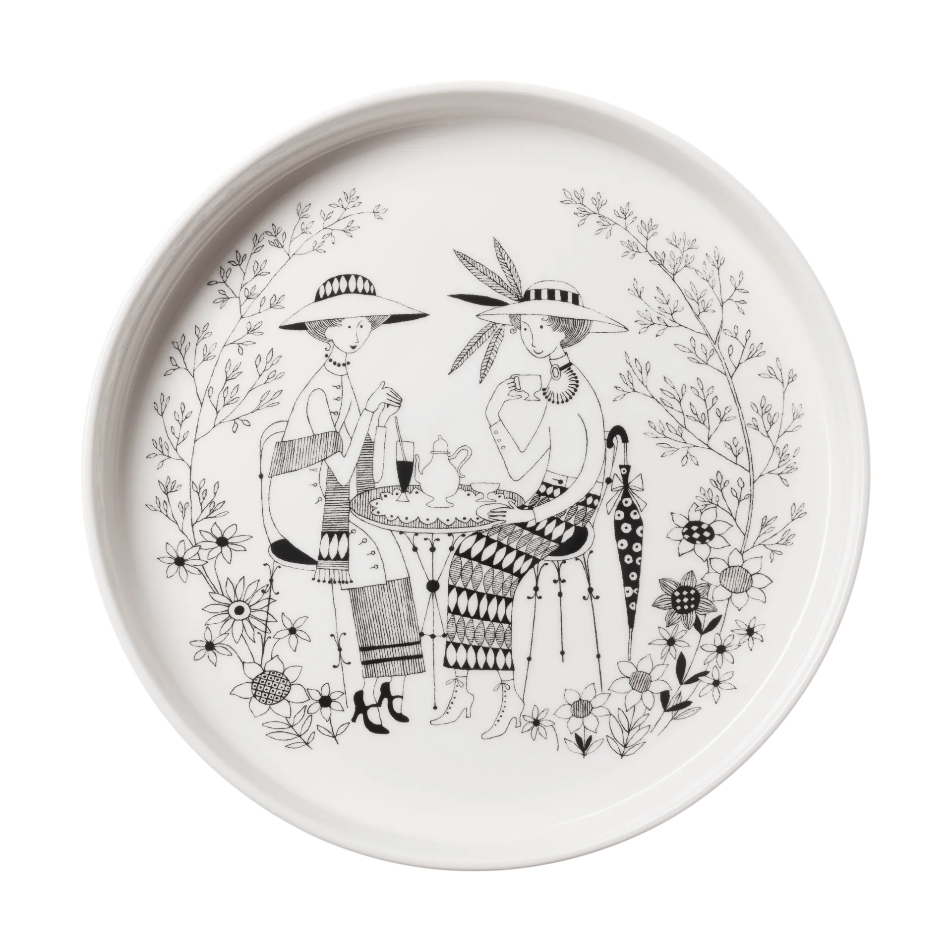 Emilia pajform Ø28 cm, Svart-vit Arabia