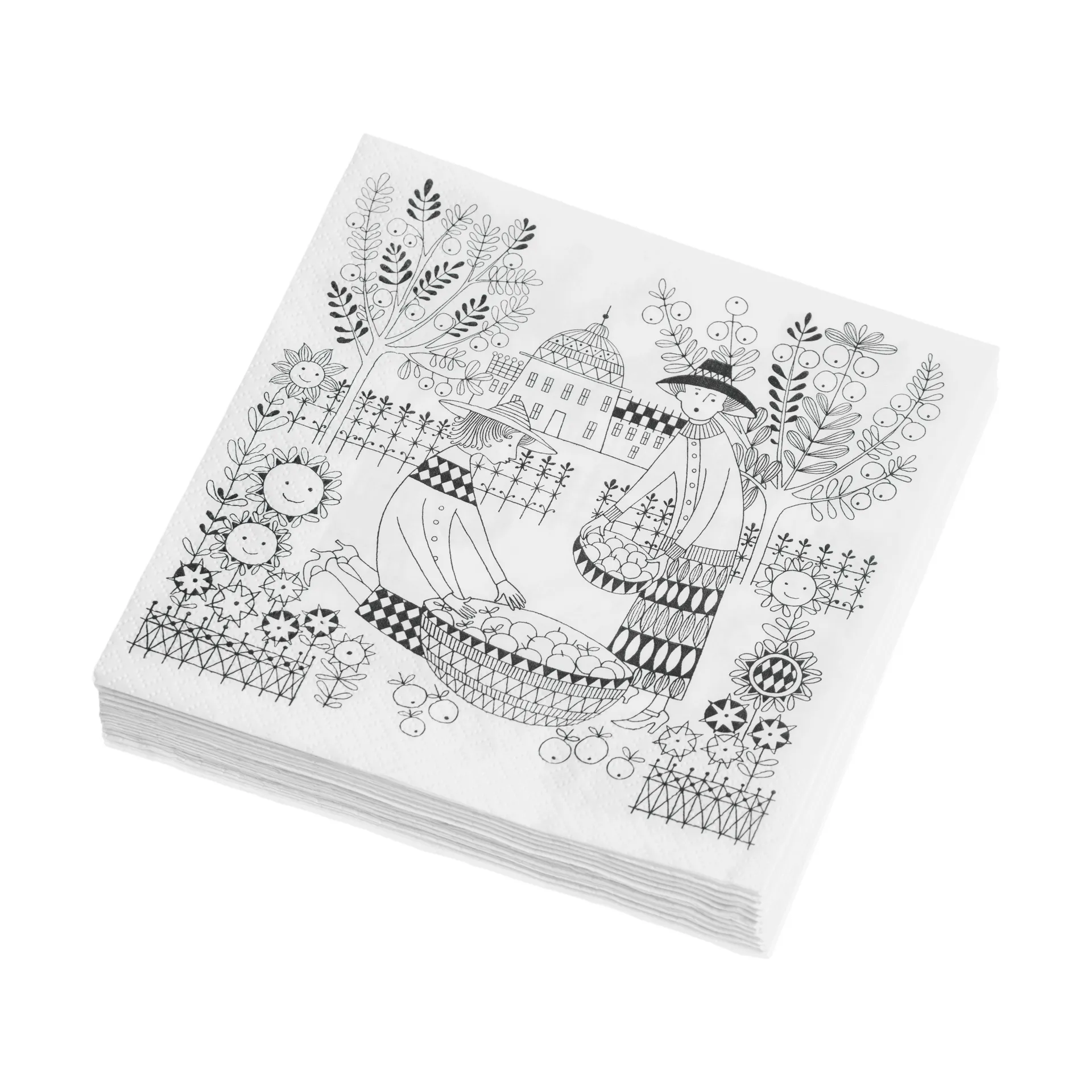 Emilia pappersservetter 33x33 cm 20-pack, Svart-vit Arabia