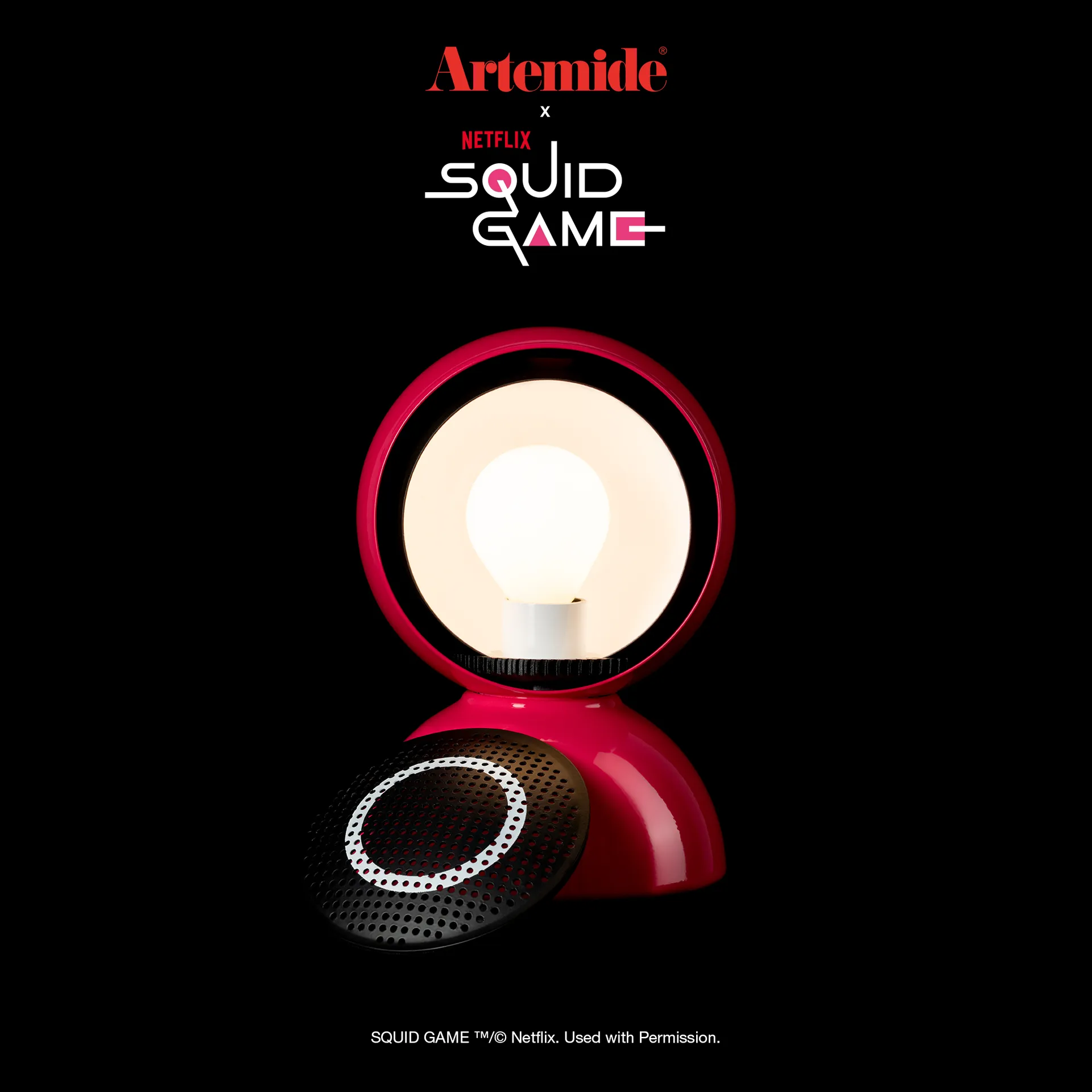 Eclisse x Squid Game bordslampa Special Edition, Guard pink Artemide