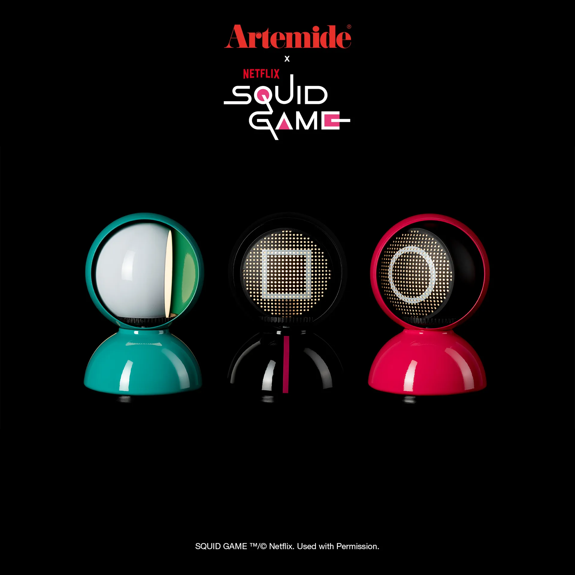 Eclisse x Squid Game bordslampa Special Edition, Guard pink Artemide