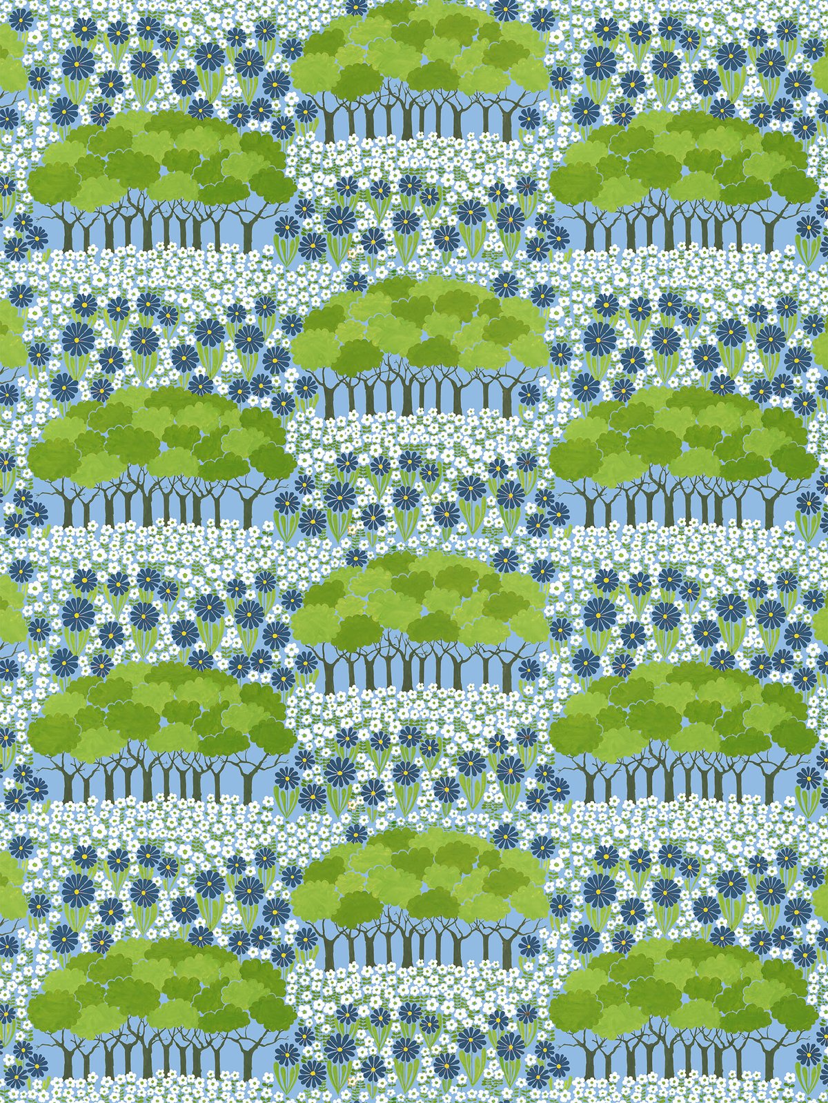 Arvidssons Textil Allé tyg Grön-blå | Skandinavisk Design | Tyger & Metervaror | Grön