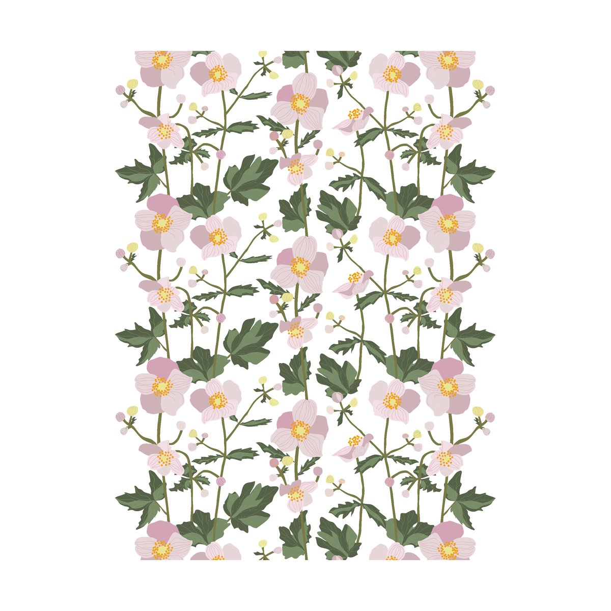 Arvidssons Textil Anemon tyg Rosa | Skandinavisk Design | Tyger & Metervaror | Rosa