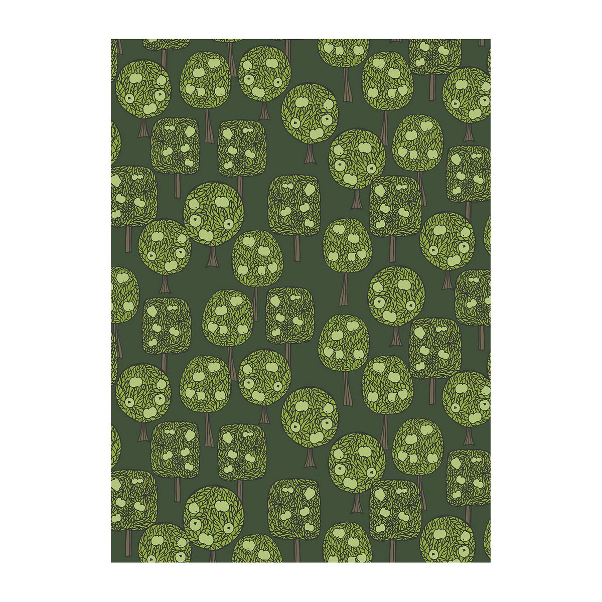 Arvidssons Textil Äppelskogen tyg Mörkgrön | Skandinavisk Design | Tyger & Metervaror | Grön