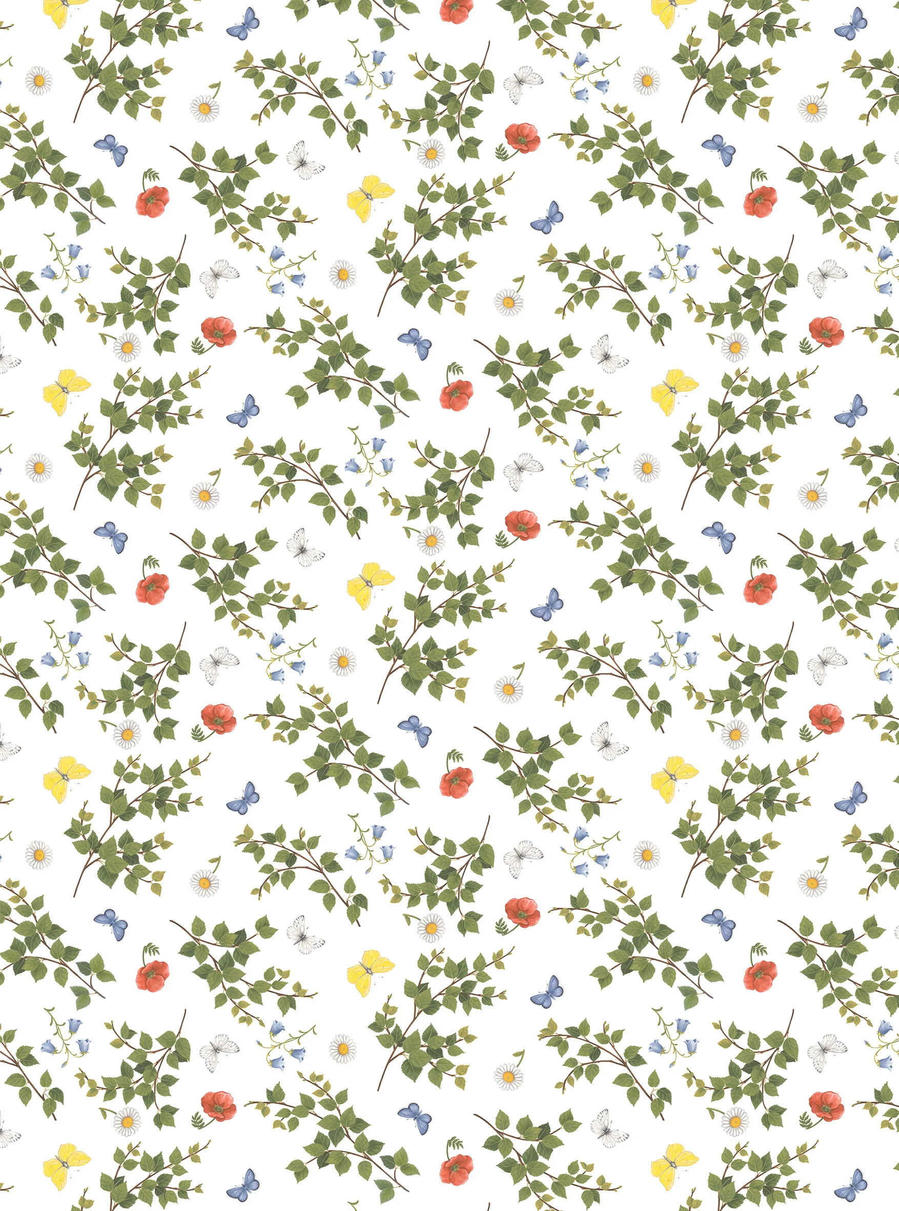 Björkäng tyg, Grön-multi Arvidssons Textil