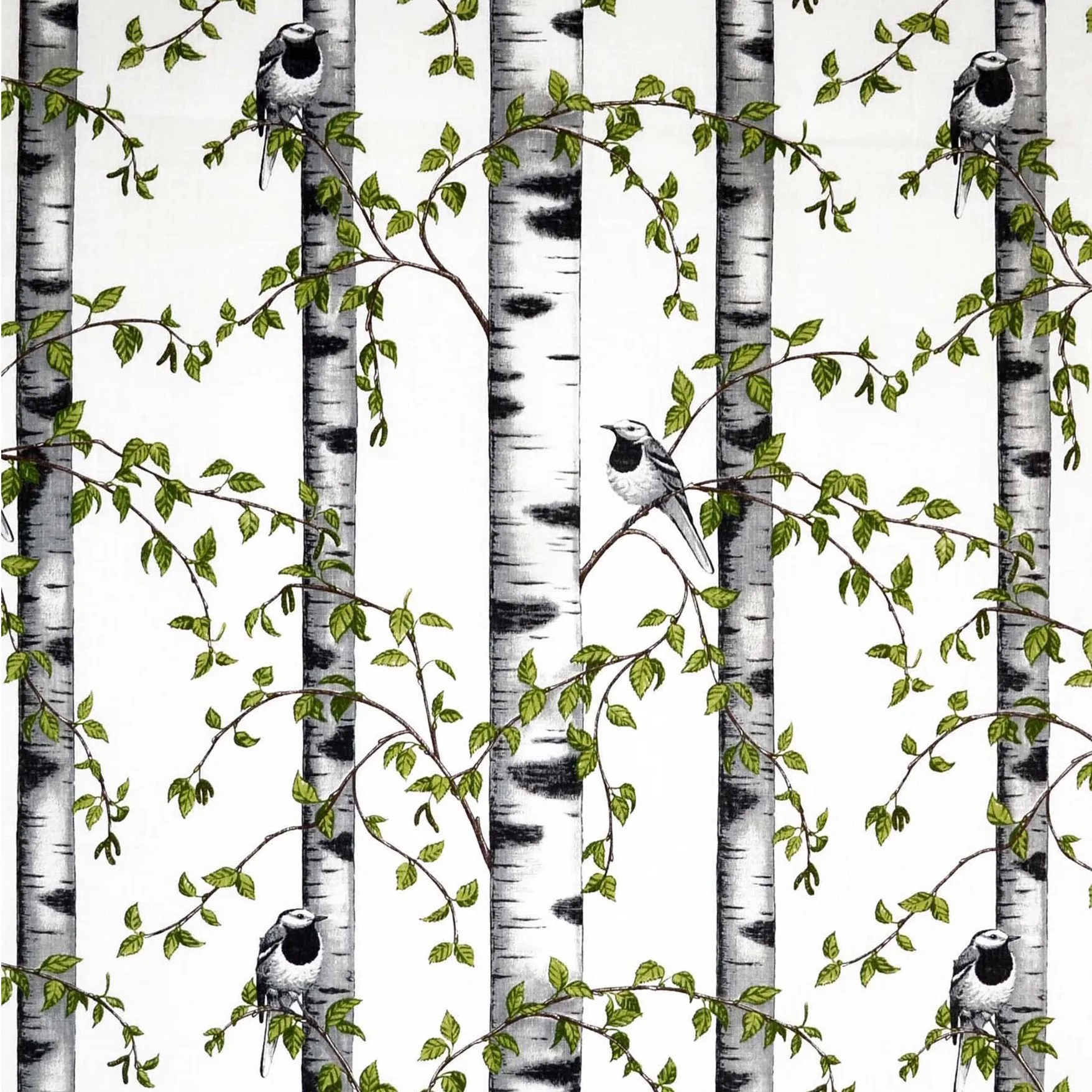 Björkdungen tyg, vit Arvidssons Textil