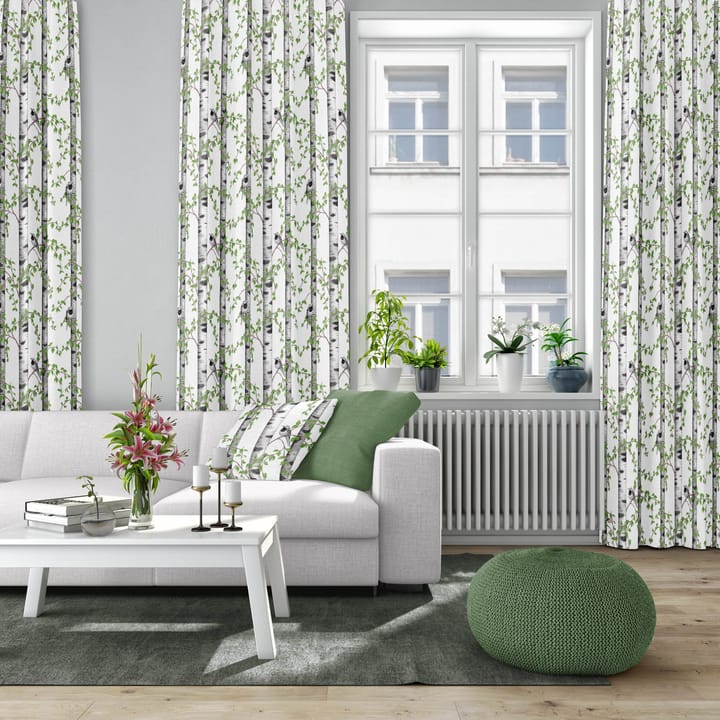 Björkdungen tyg, vit Arvidssons Textil