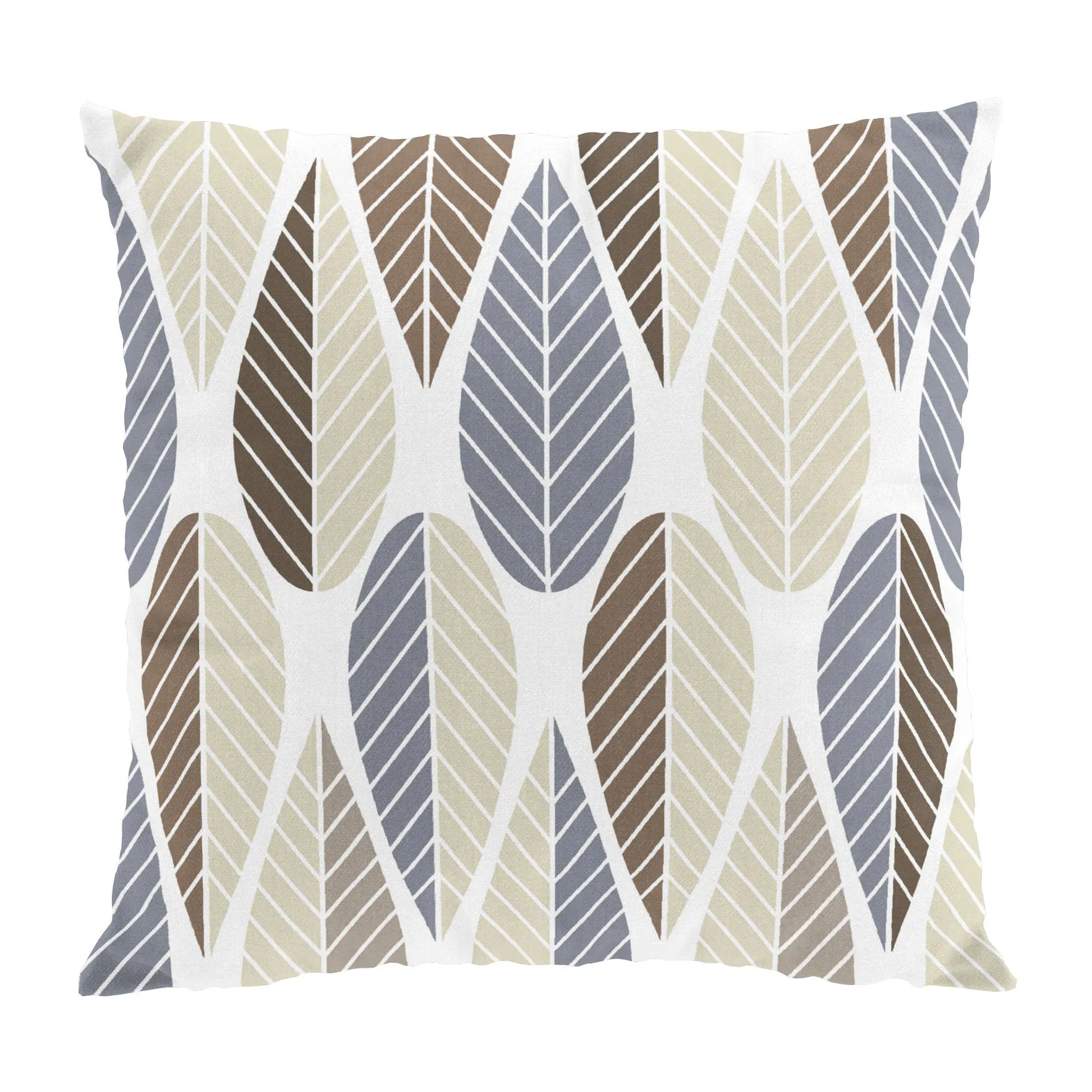 Blader kuddfodral 47x47 cm, Brun-blå Arvidssons Textil