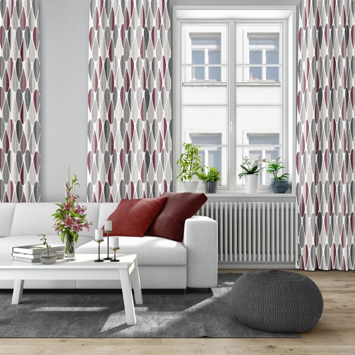 Blader tyg - Grå-röd - Arvidssons Textil