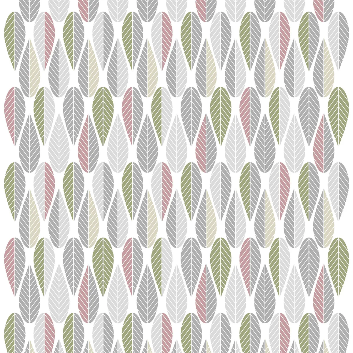 Arvidssons Textil Blader tyg rosa-grå-grön