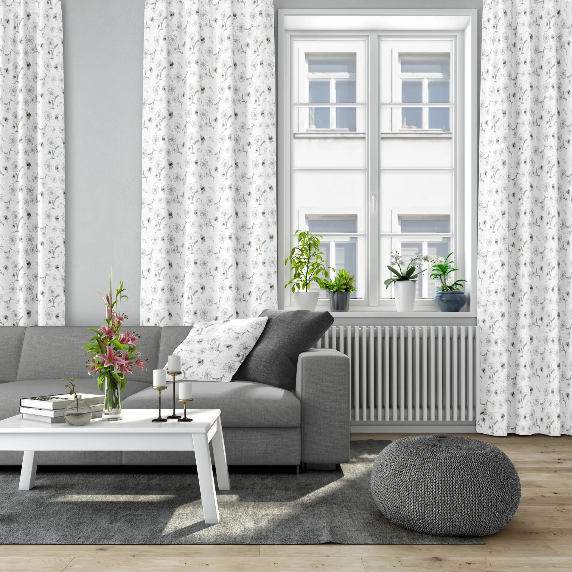 Blomstersurr tyg, Beige Arvidssons Textil