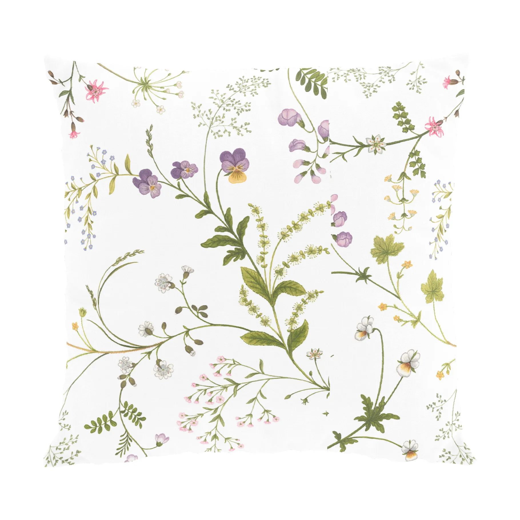 Blomsteryra kuddfodral 47x47 cm, Grön Arvidssons Textil
