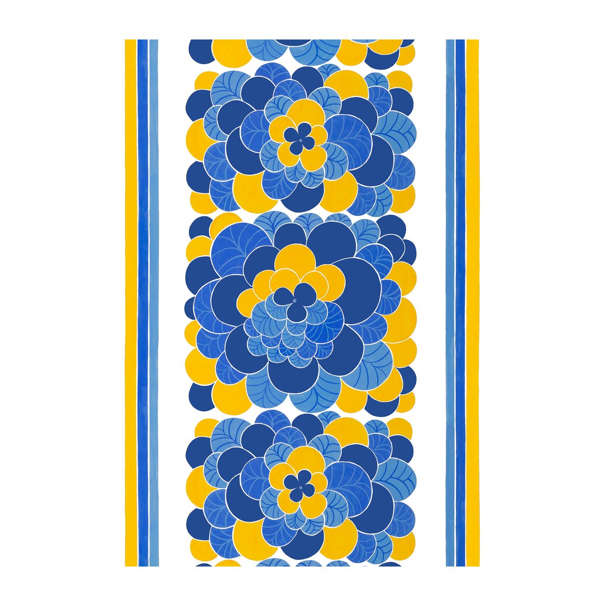Arvidssons Textil Cirrus tyg Blå-gul | Skandinavisk Design | Tyger & Metervaror | Blå