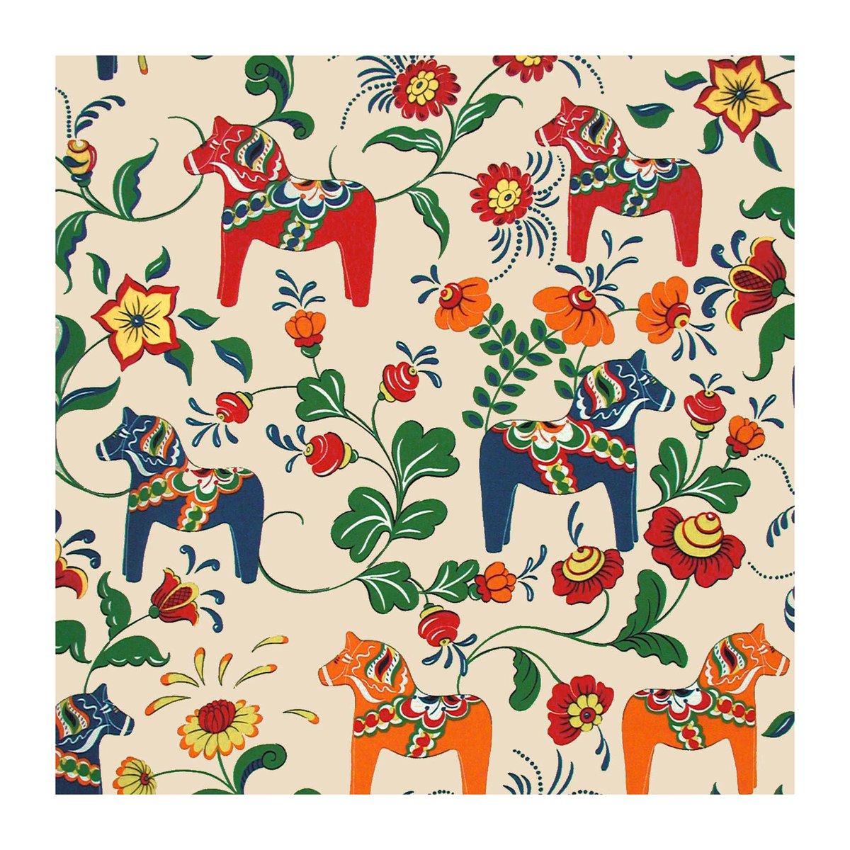 Arvidssons Textil Dalahäst vaxduk multi | Skandinavisk Design | Vaxdukar | Multi