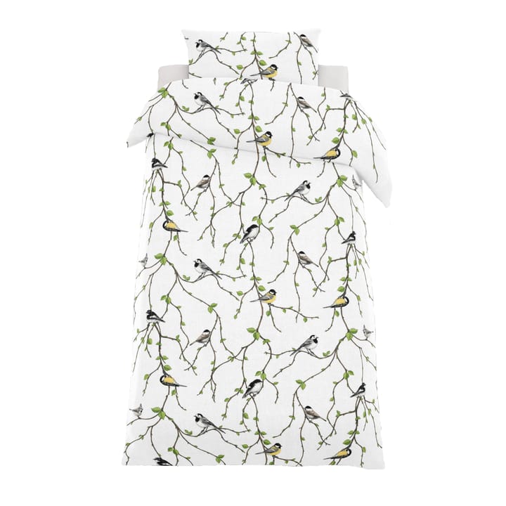 Fågelfest bäddset - vit - Arvidssons Textil