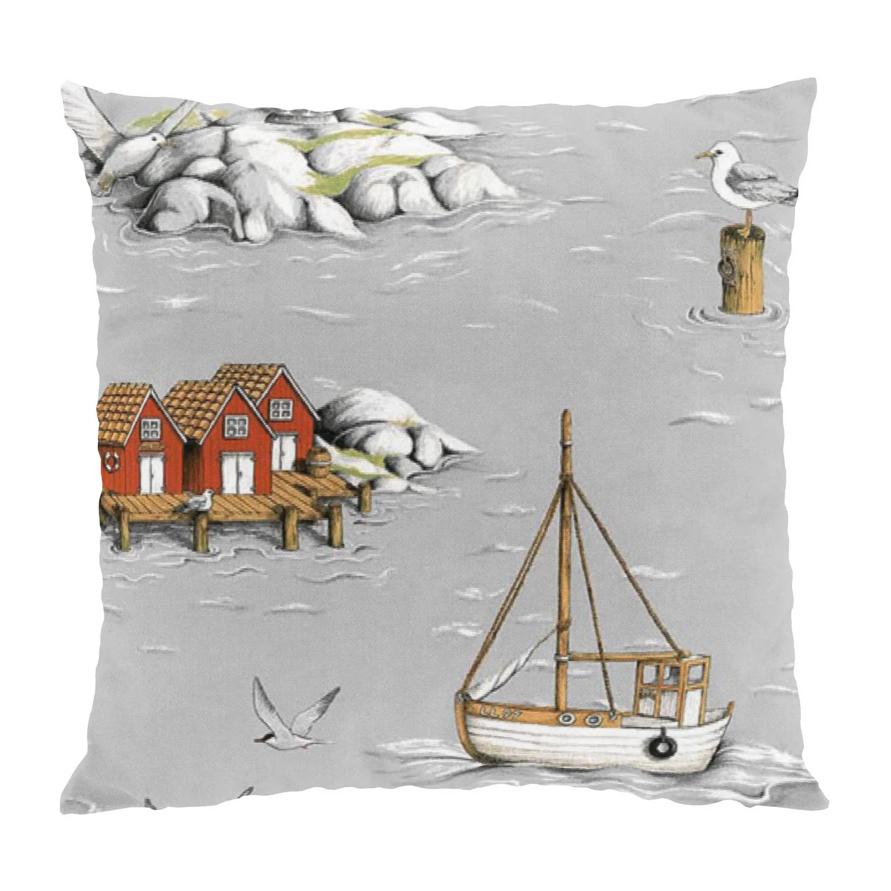 Fiskeskär kuddfodral 47x47 cm, Grå Arvidssons Textil