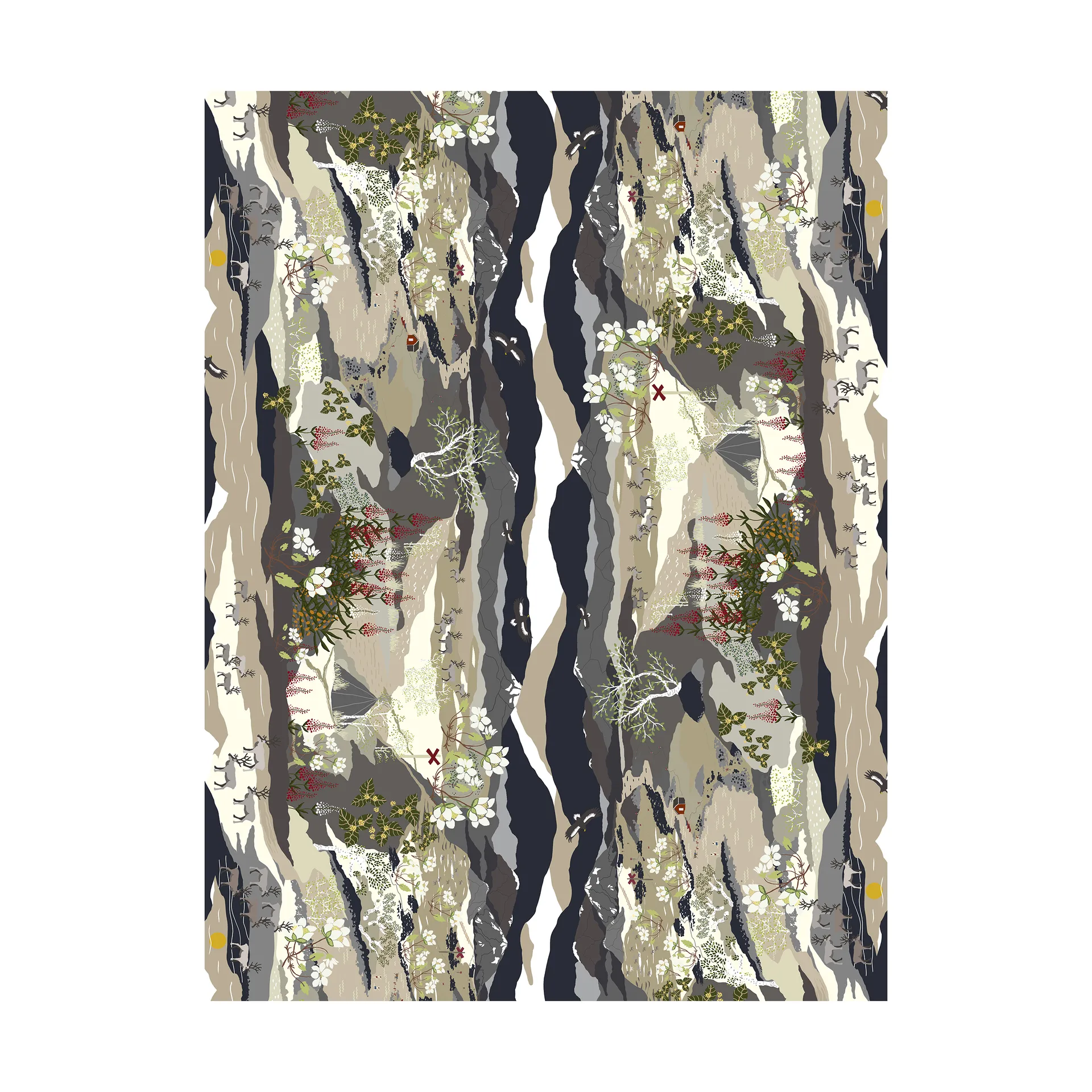 Fjällvandring bård vaxduk, Beige Arvidssons Textil