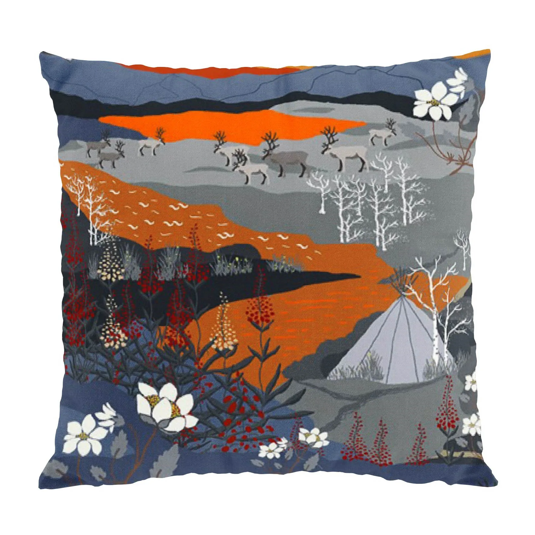 Fjällvandring kuddfodral 47x47 cm, Orange Arvidssons Textil