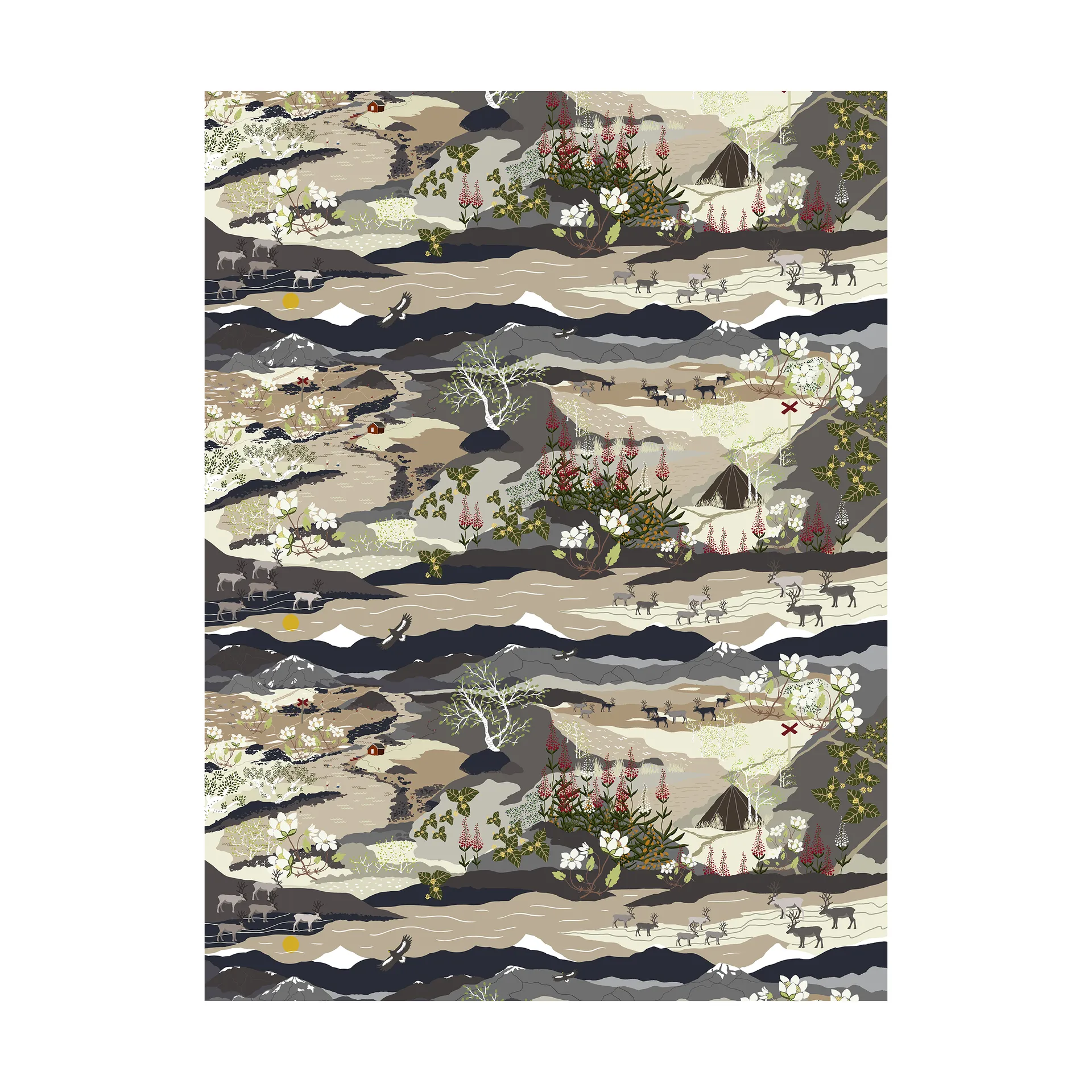 Fjällvandring tyg, Beige Arvidssons Textil