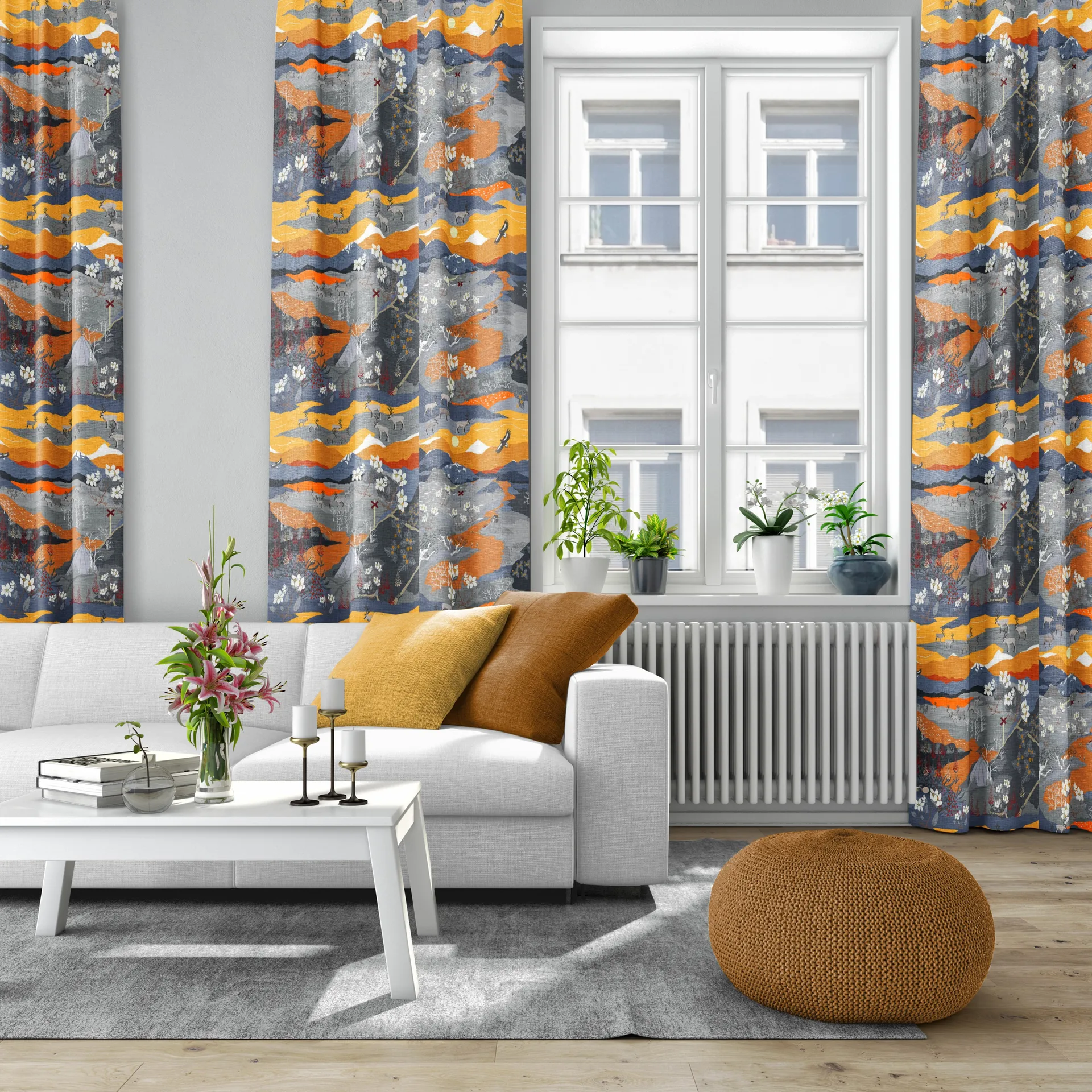 Fjällvandring tyg, Orange Arvidssons Textil