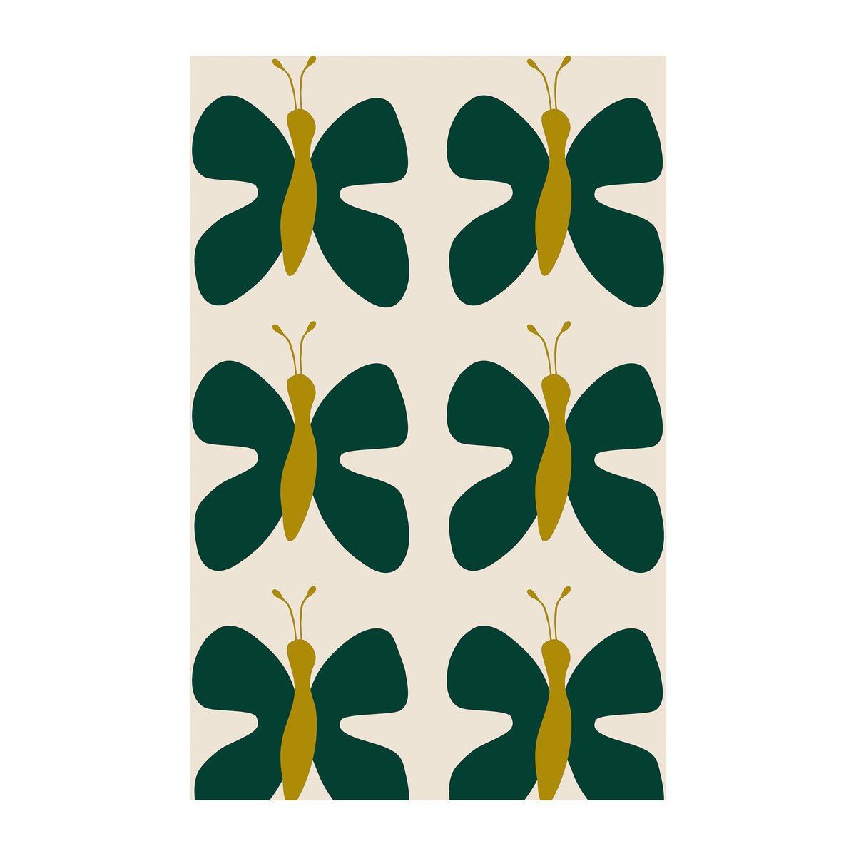 Arvidssons Textil Fjäril vaxduk Grön-gul | Skandinavisk Design | Tyger & Metervaror | Grön