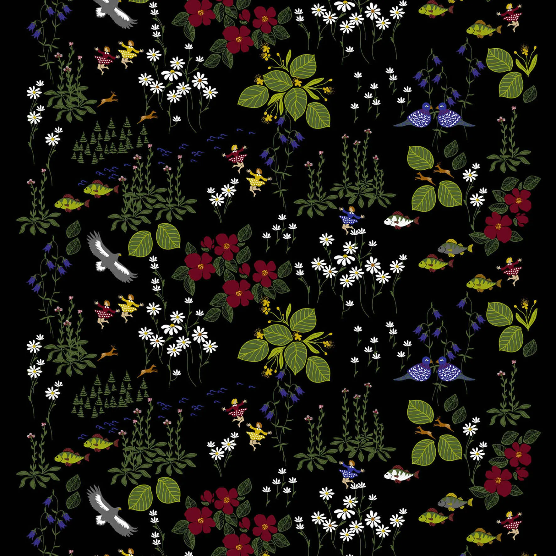 Himlajorden tyg, svart Arvidssons Textil