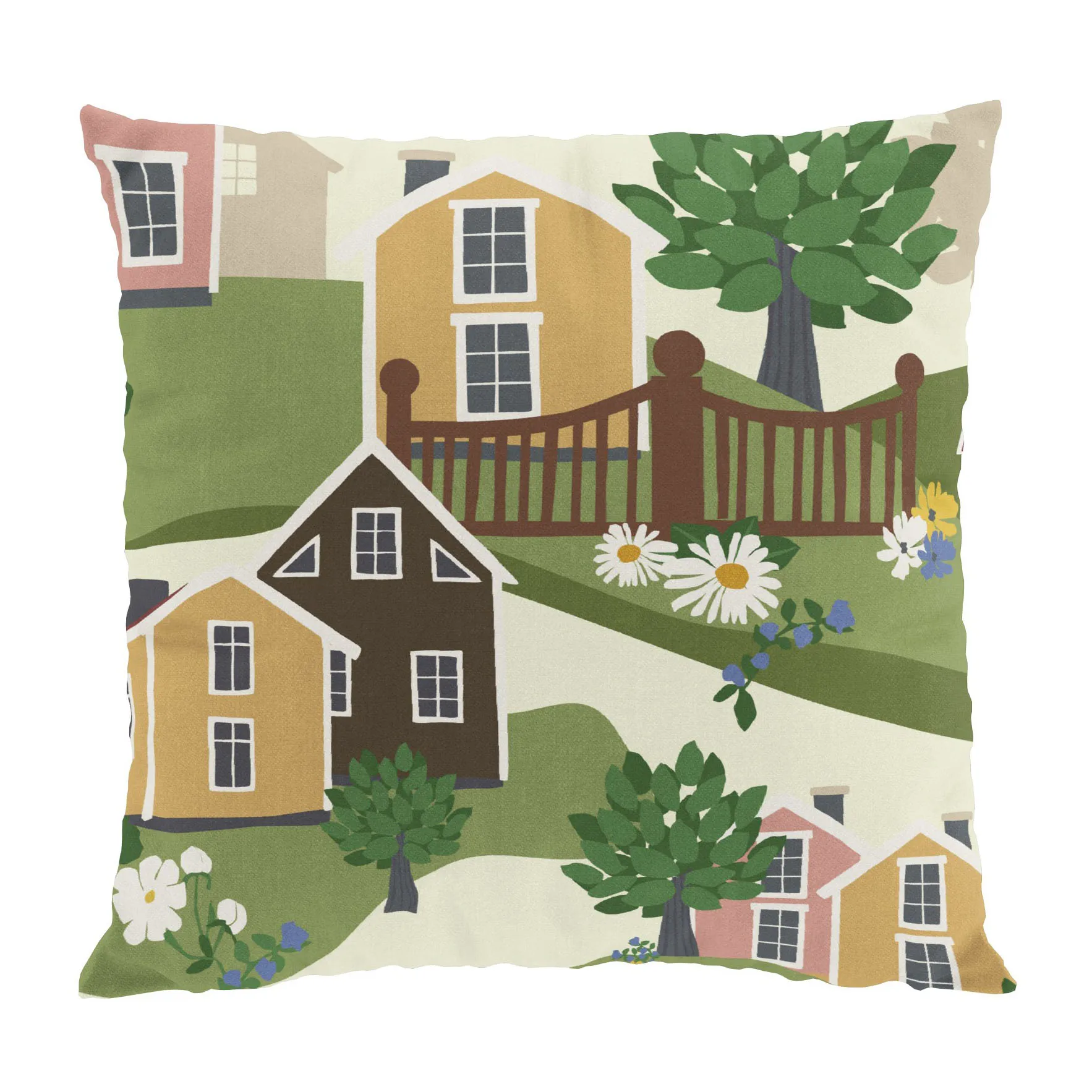 Katthult kuddfodral 47x47 cm, Grön-rosa Arvidssons Textil
