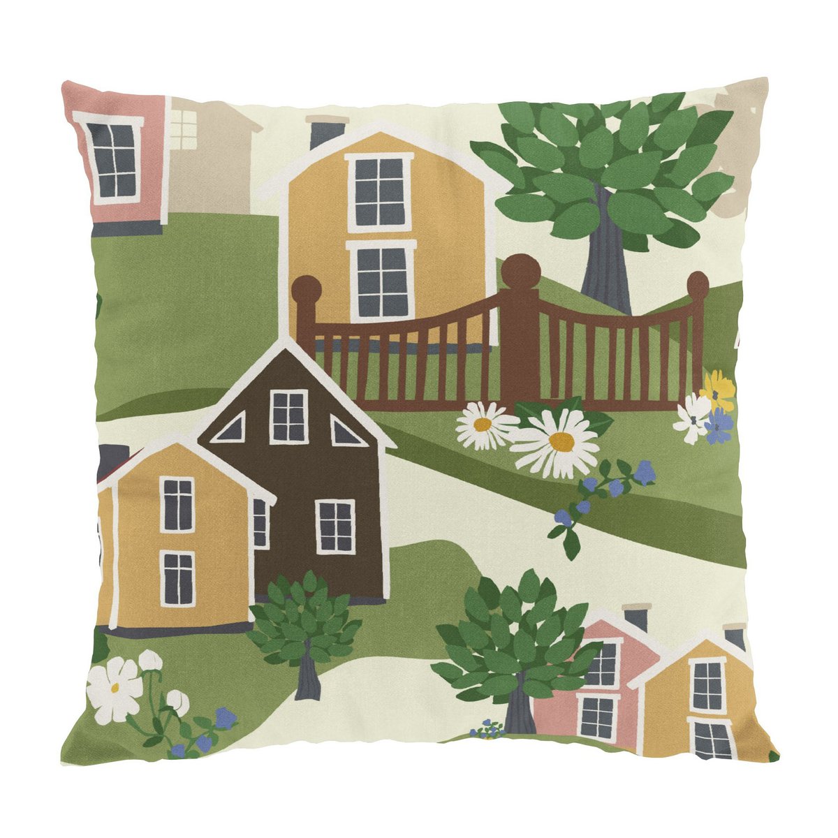 Arvidssons Textil Katthult kuddfodral 47x47 cm Grön-rosa