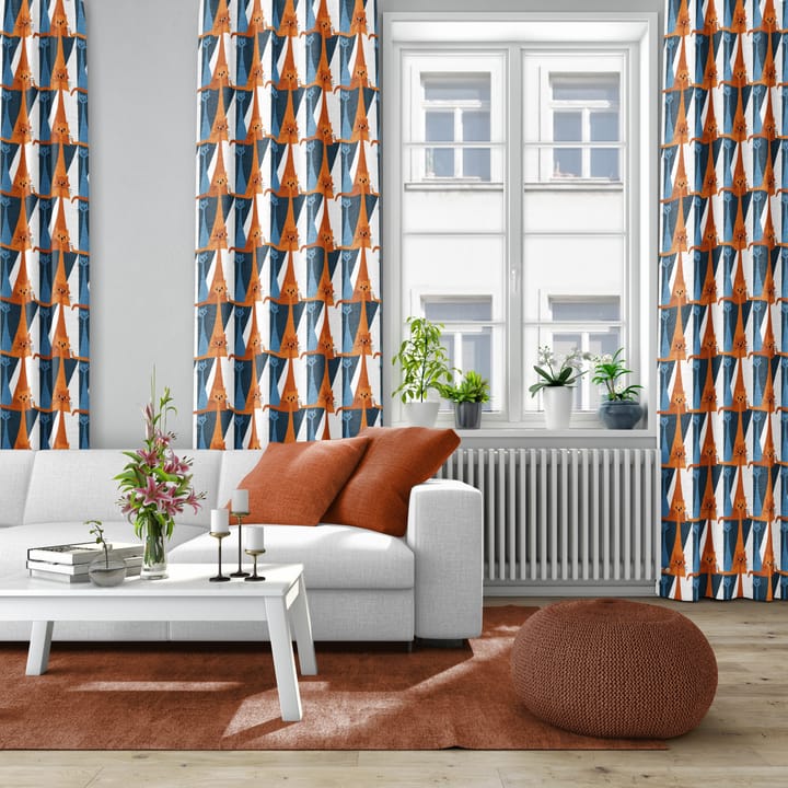 Kitty tyg - Blå-orange - Arvidssons Textil