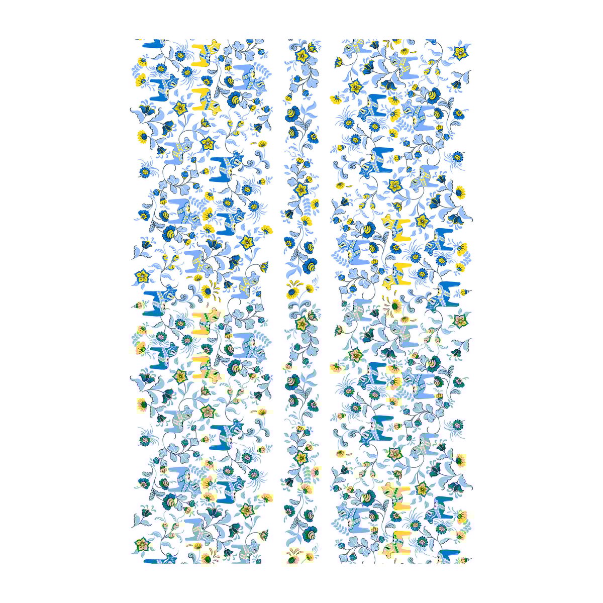 Arvidssons Textil Leksand Bård vaxduk Blå-gul | Skandinavisk Design | Tyger & Metervaror | Blå