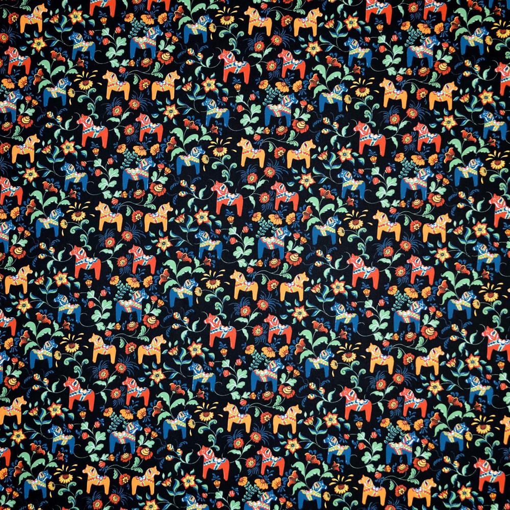 Arvidssons Textil Leksand mini tyg svart | Skandinavisk Design | Tyger & Metervaror | Blå