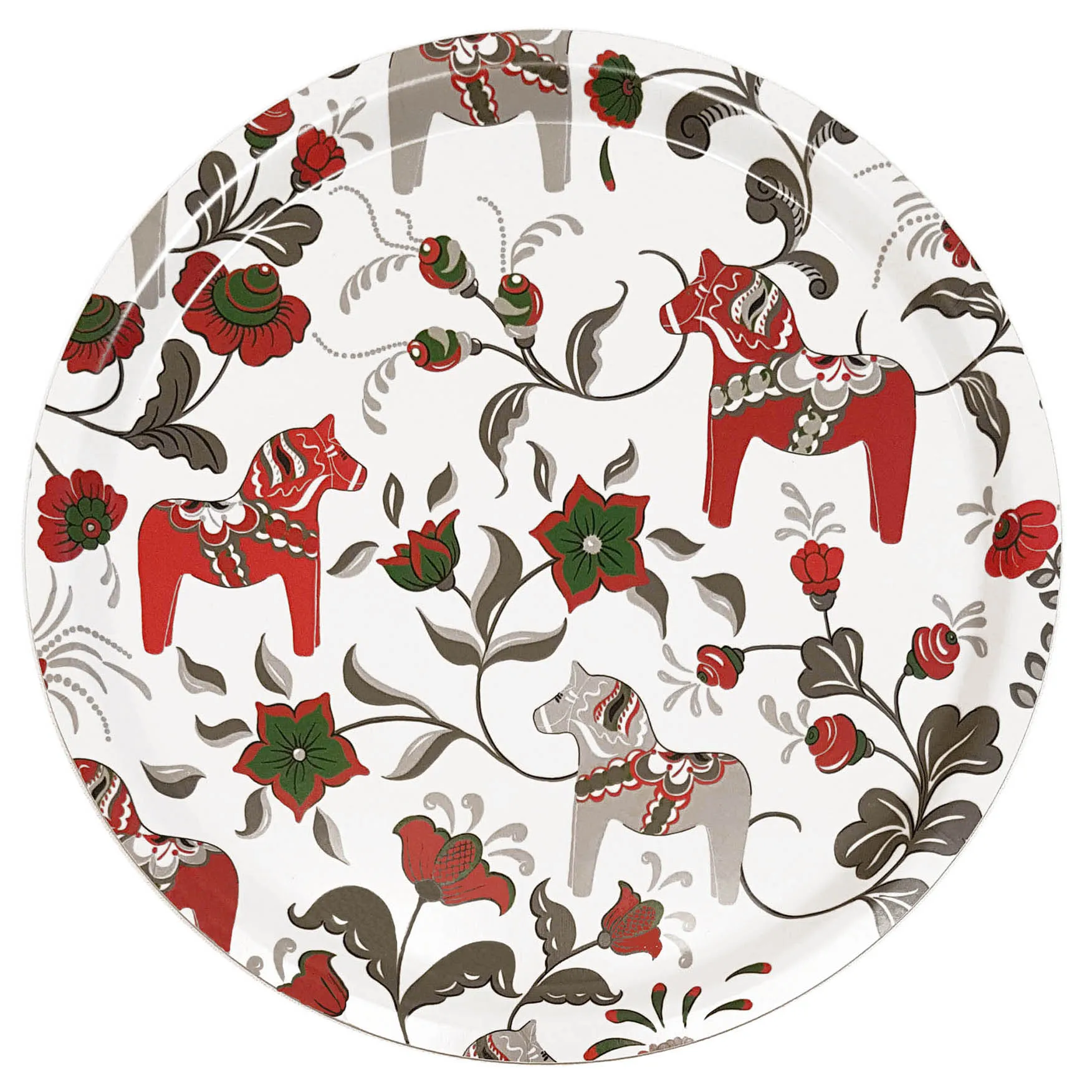 Leksand rund bricka Ø31 cm, Vinröd Arvidssons Textil