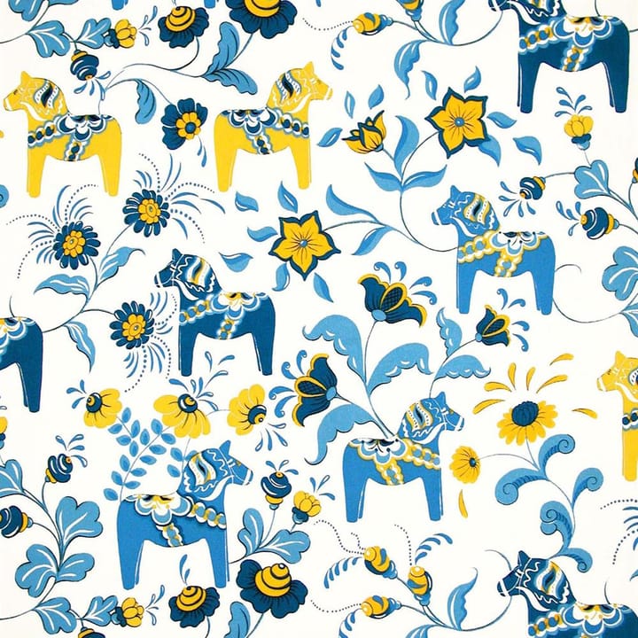 Leksand tyg - blå-gul - Arvidssons Textil