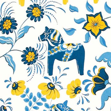 Leksand tyg - blå-gul - Arvidssons Textil