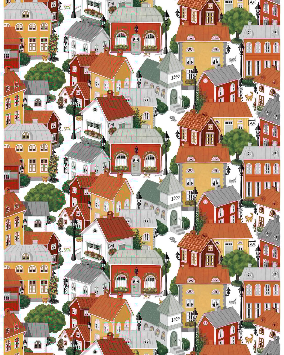 Arvidssons Textil Lyckeby blommar tyg Röd-orange | Skandinavisk Design | Tyger & Metervaror | Orange