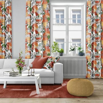 Lyckeby blommar tyg - Röd-orange - Arvidssons Textil