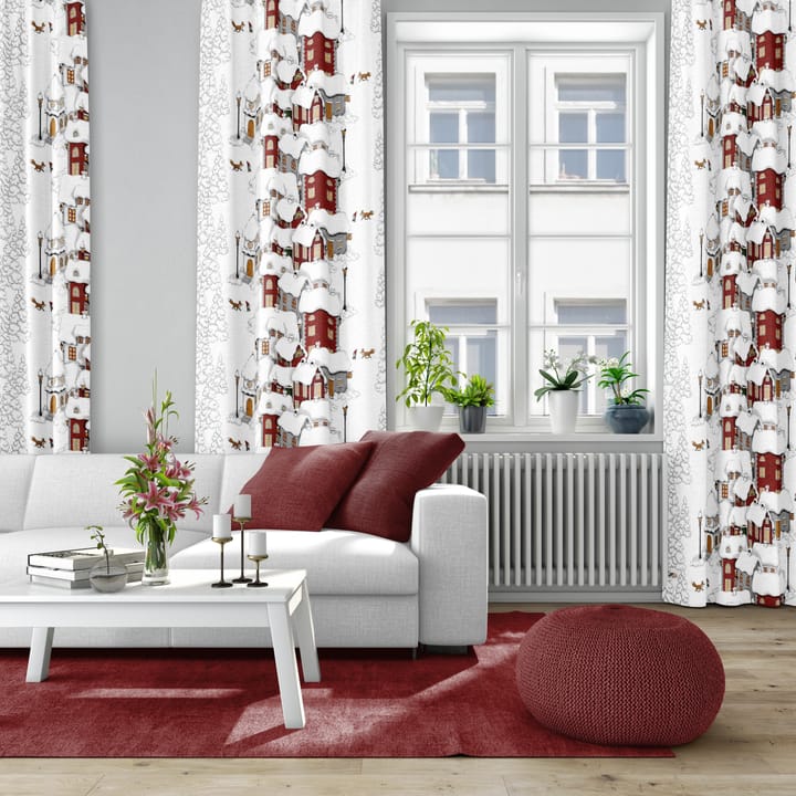 Mikkel tyg - Offwhite-grå-röd - Arvidssons Textil