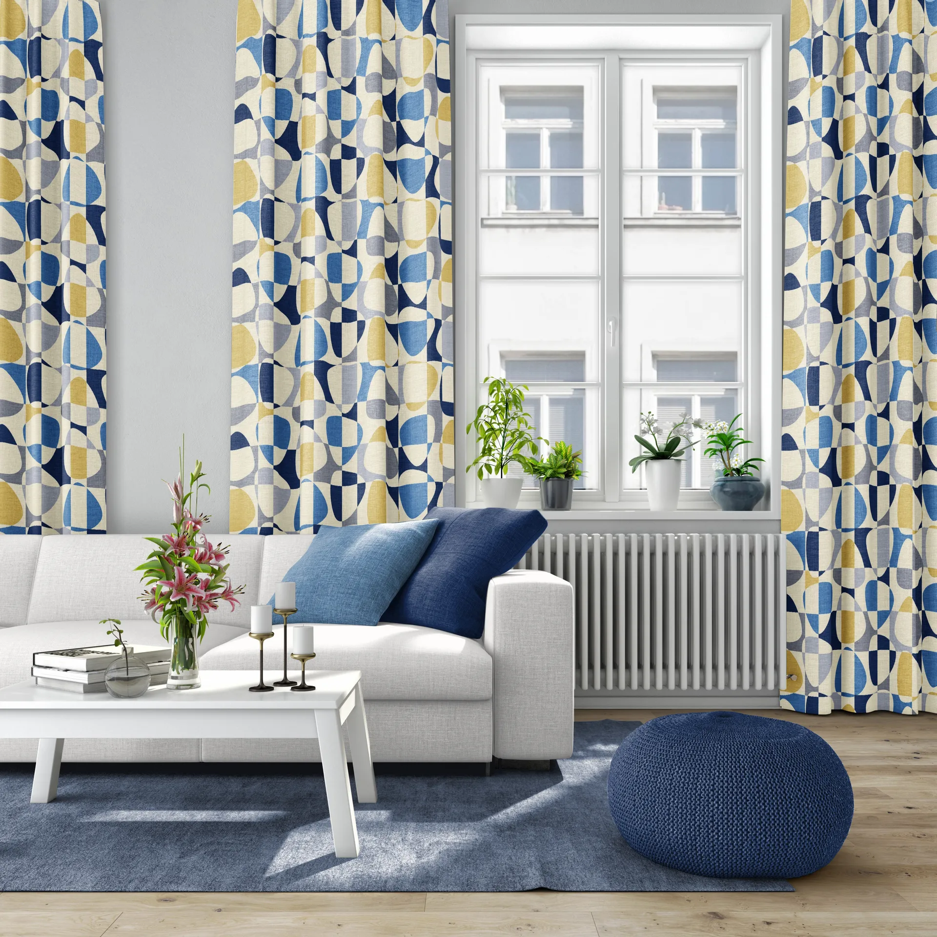 Mosaik tyg, Blå Arvidssons Textil