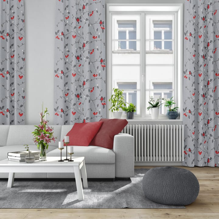 Paradisäpplen tyg, Grå-röd Arvidssons Textil